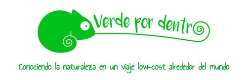 El simpático camaleón que hace las veces de logo de Verde por dentro El logo del proyecto viajero Verde por dentro